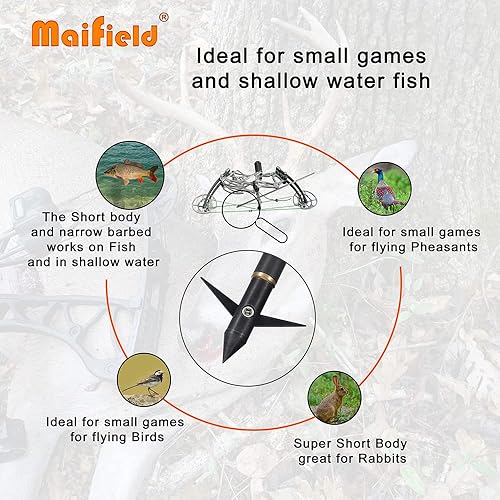 Miniatura 5 de maifield Cabeza de pesca con arco ejes de flecha de carbonofibra de vidrio, 2 púas mecánicas de 2.5 pulgadas, área de sujeción de tiro con arco,