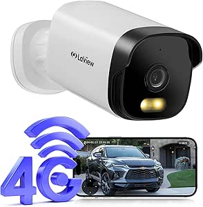 LaView Cellular Security Camera, 4G LTE No WiFi Security Camera, 4MP HD Off Grid Outdoor Camera with Motion Detection,IP65 Waterproof,Color Night Vision,SD Card Slot&US Cloud Storage,Work with Alexa asin的图片