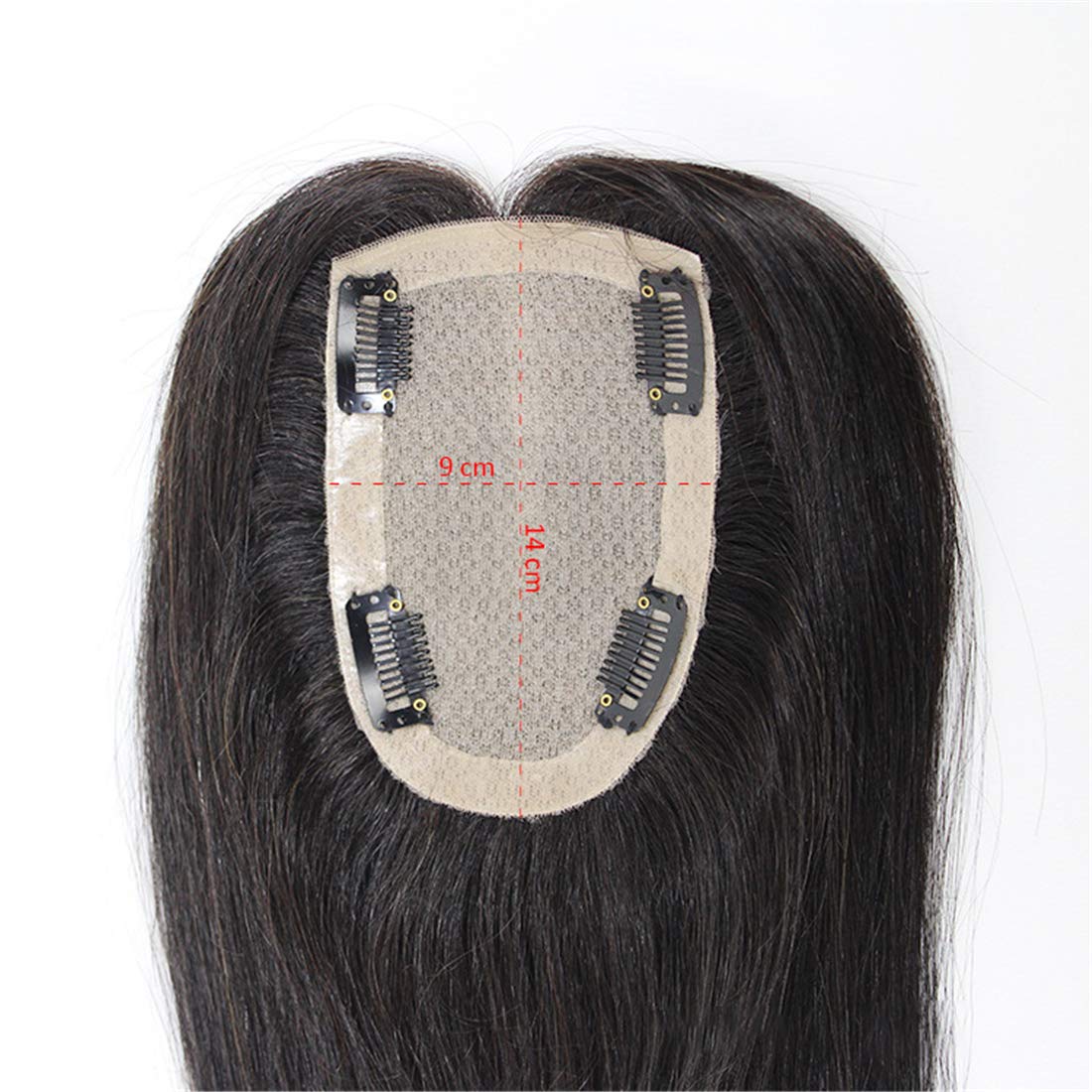 Instant Crown Topper Hair Piece 3.5"x5.5" Silk Base Wiglet Toupee for Thinning Hair, 14" Dark Brown