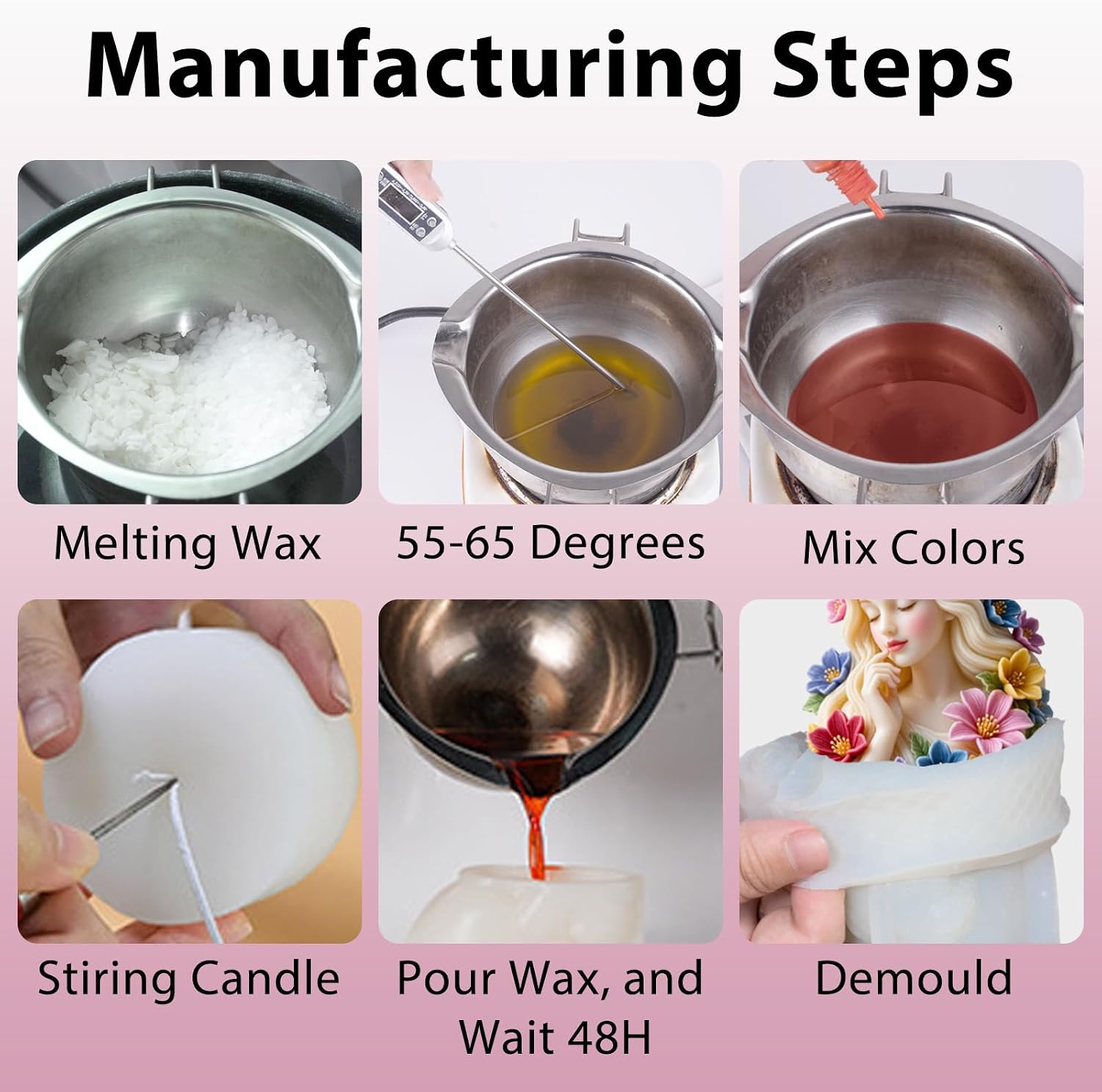 Beautiful Wave Curly Haired Girl Candle Molds for Candle Making, Silicone Resin Casting Molds for Home Decor & Candle Making, Soap and Epoxy Resin Crafts