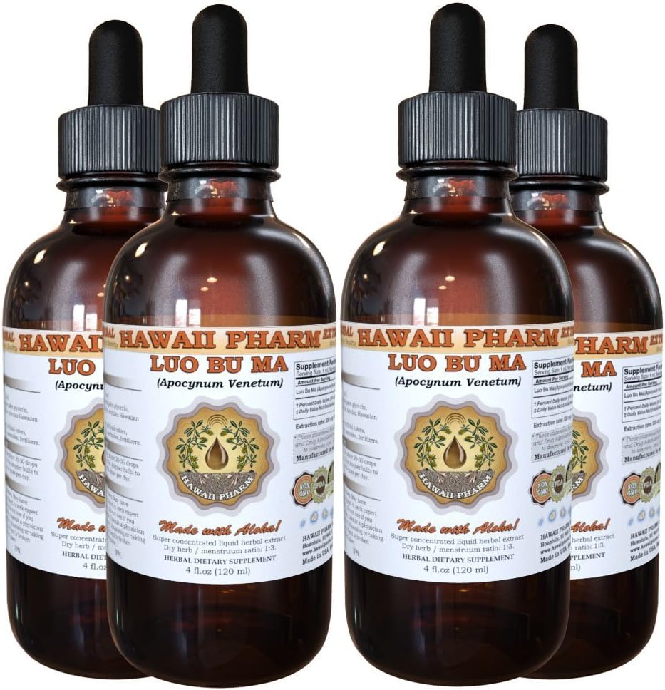 HawaiiPharm Luo Bu Ma Tincture, Luo Bu Ma, Dogbane (Apocynum Venetum) Leaf Liquid Extract, Herbal Supplement 4 oz