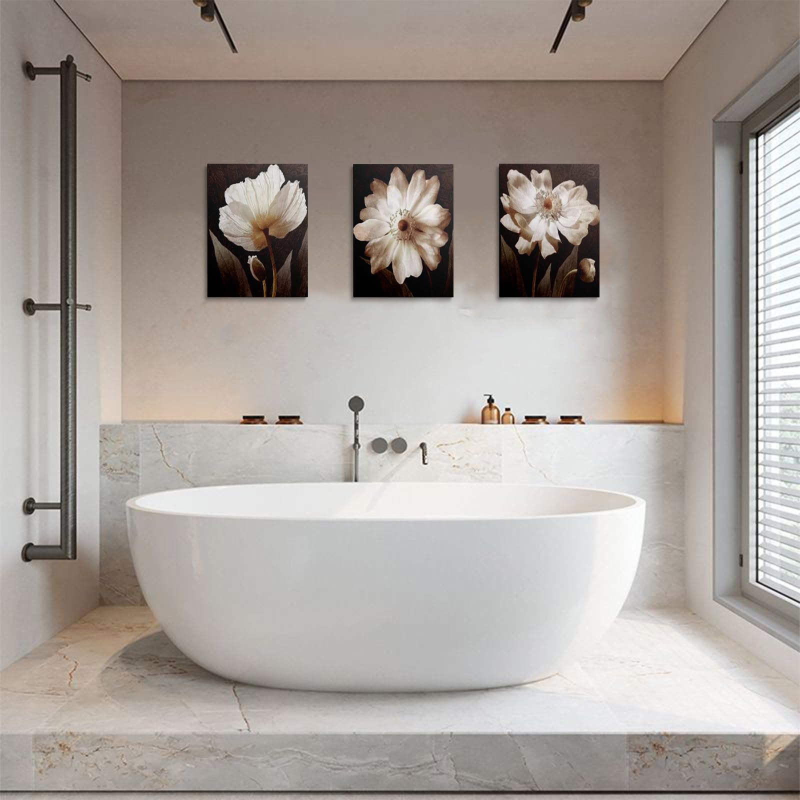 Wall art for Living Room White Lotus Flower Bloom Picture Prints Artwork Bathroom Wall Decor Framed for Home Office GBYH0405 - Image 3