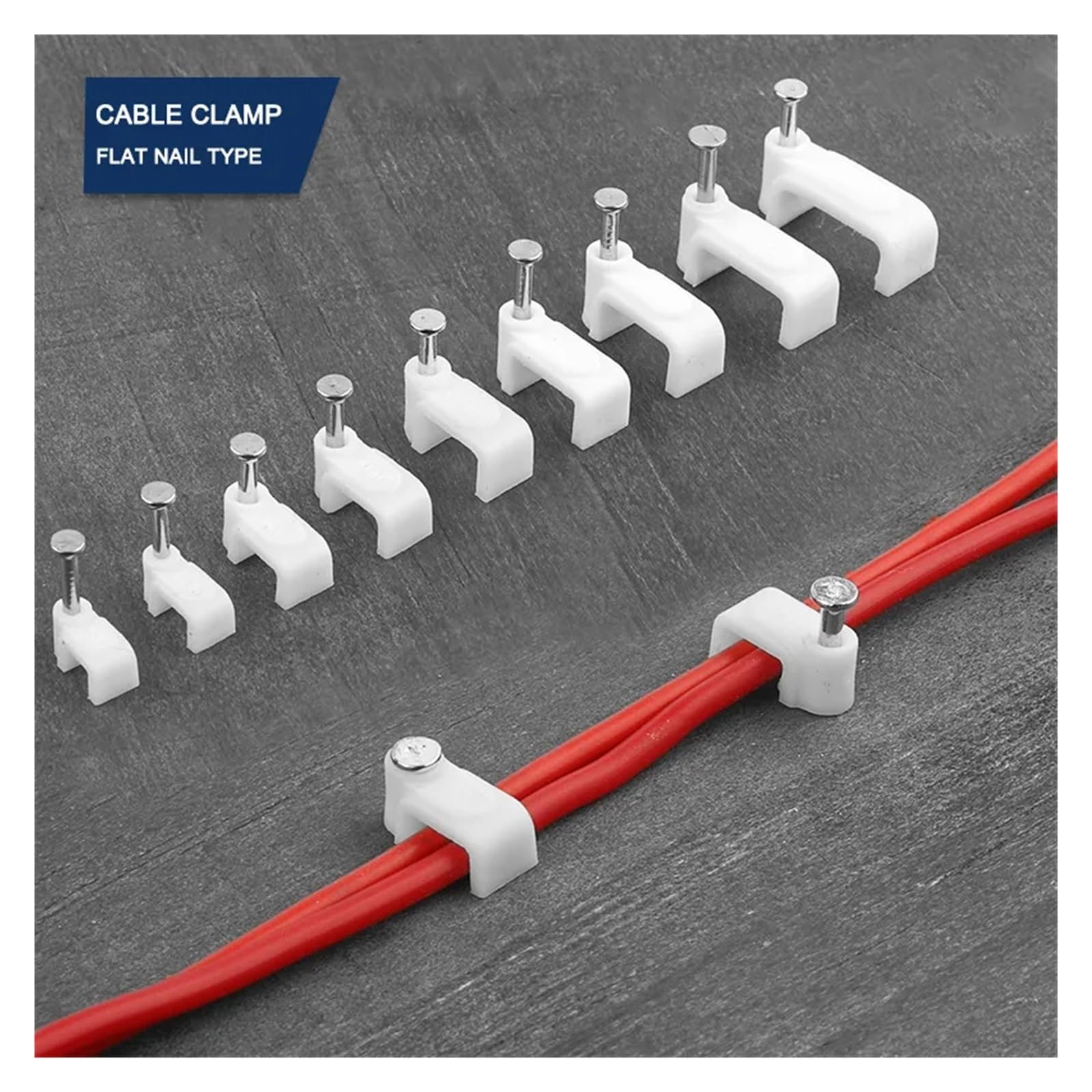 Lot de 100 clips câble ronds for gestion des fils Blanc 4-14 mm(14mm)