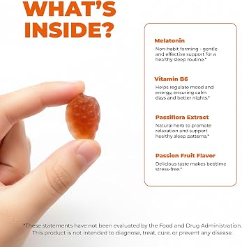 Premium 1 mg Melatonin Gummies Kids Kids Sleep Gummies with Vitamin B6 and Passion Fruit Flavor Children's Melatonin Gummies 3 in 1 Complex for Deep Sleep 2 Month Supply