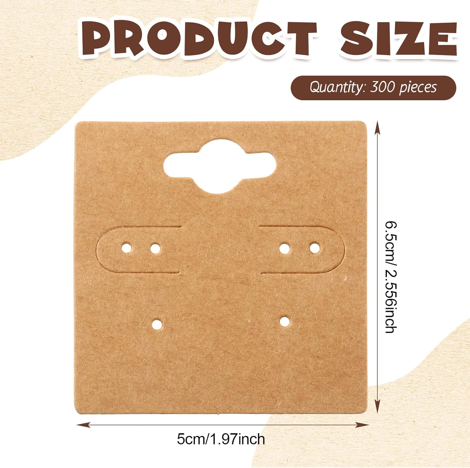 Sureio 300 Pcs Paper Earring Cards for Selling Stud Kraft Earring Display Cards with 6 Holes Jewelry Display Blank Packaging for Jewelry Crafts Hanging Retail (Pack of 2)