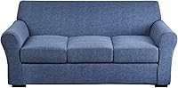 Vista 28 de KRFOONN Fundas elásticas de sofá de 4 piezas para sofás de 3 cojines, funda de sofá estampada con 3 fundas de cojín de asiento separadas, fundas