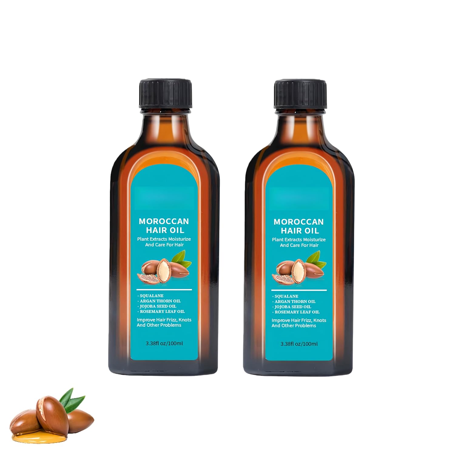 Argan Oil for Hair Organic Pure Argan Oil & Rosemary Oil for Damaged and Dry Hair Reduces Hair Breakage for Strong Hair Base Natural Improve Dandruff for Women Men 2 Pieces 200 ml
