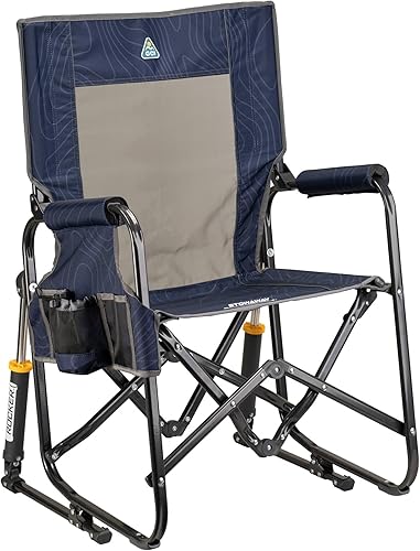 Miniatura 10 de GCI Outdoor Freestyle Rocker XL con mesa auxiliar Silla de campamento Mecedora plegable portátil con reposabrazos sólidos y duraderos, soporte