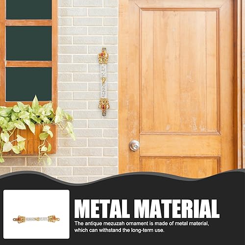Miniatura 4 de Mezuzá de metal Bless Mezuzah con pergamino, mezuzá de bendición de la casa para puerta Mezuza placa de puerta
