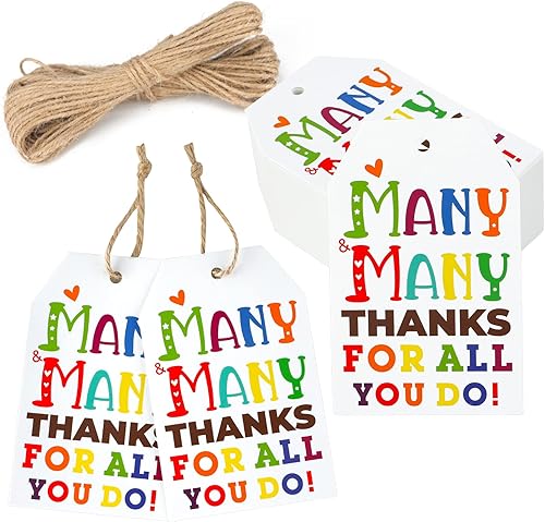 Miniatura 8 de joycraft 100 etiquetas de agradecimiento con cuerda, etiquetas de agradecimiento al maestro de 3.3 x 2.1 pulgadas, etiquetas colgantes de