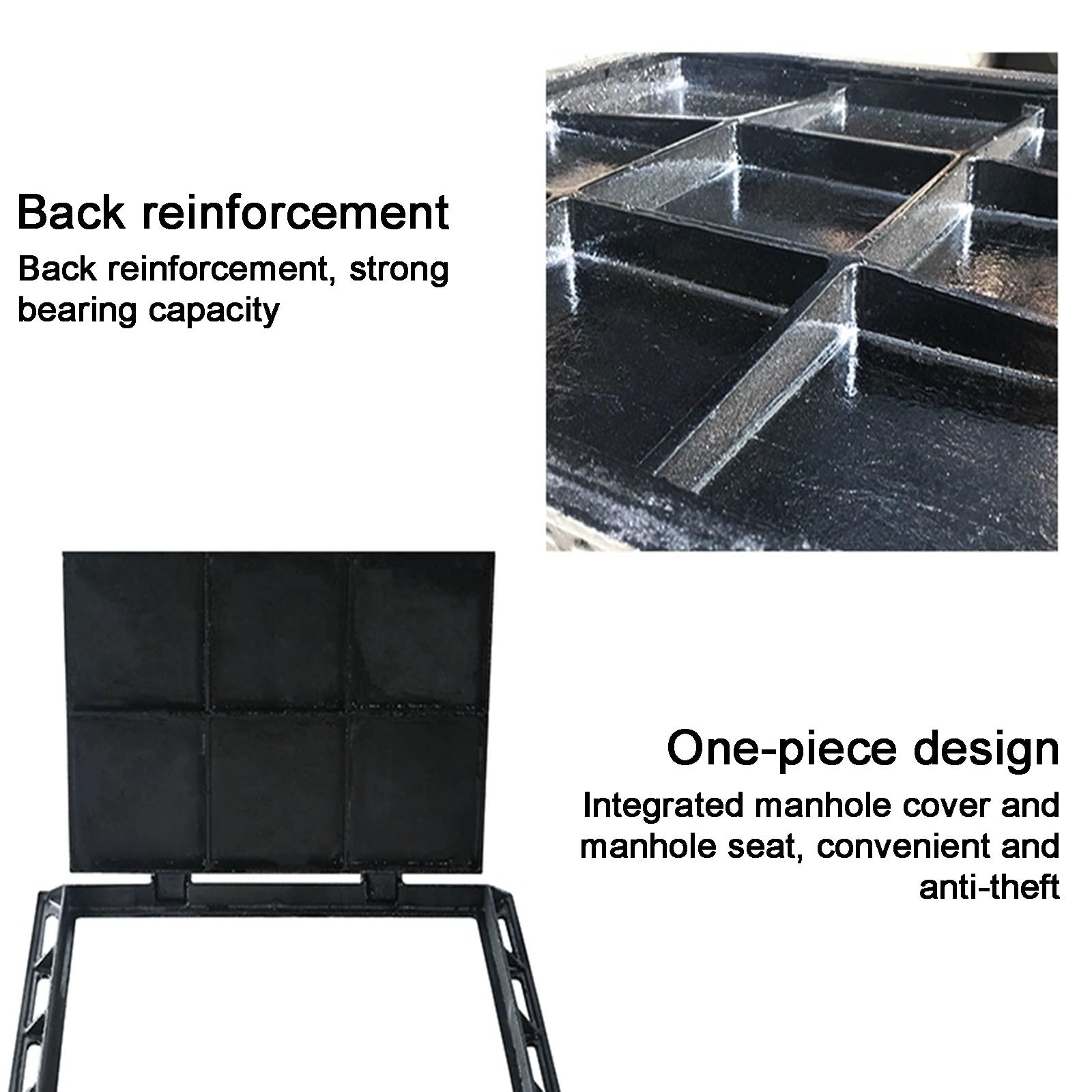 Coperchio Quadrato per Fossa settica, Coperchio e Telaio per pozzetto Incassato Resistente, Coperchio di ispezione in Metallo Robusto per Cortile, pavimentazione, marciapiede, vialetto