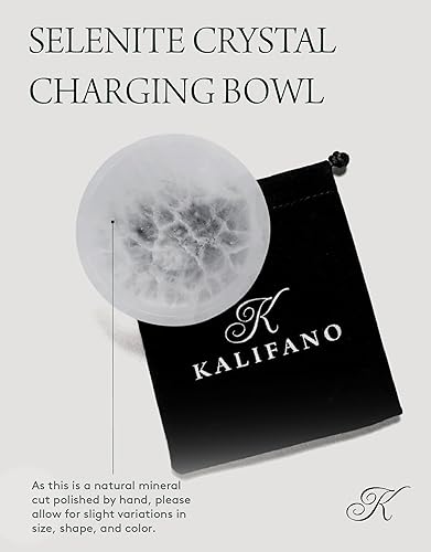 Miniatura 4 de KALIFANO Cuenco de carga de selenita con efectos curativos y calmantes (3 pulgadas) de alta energía Selenita Satin Spar Worry Stone utilizado para