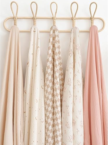 Miniatura 4 de Konssy Paquete de 3 mantas de muselina para envolver unisex, manta de recepción de recién nacido, grande de 47 x 47 pulgadas, manta de muselina