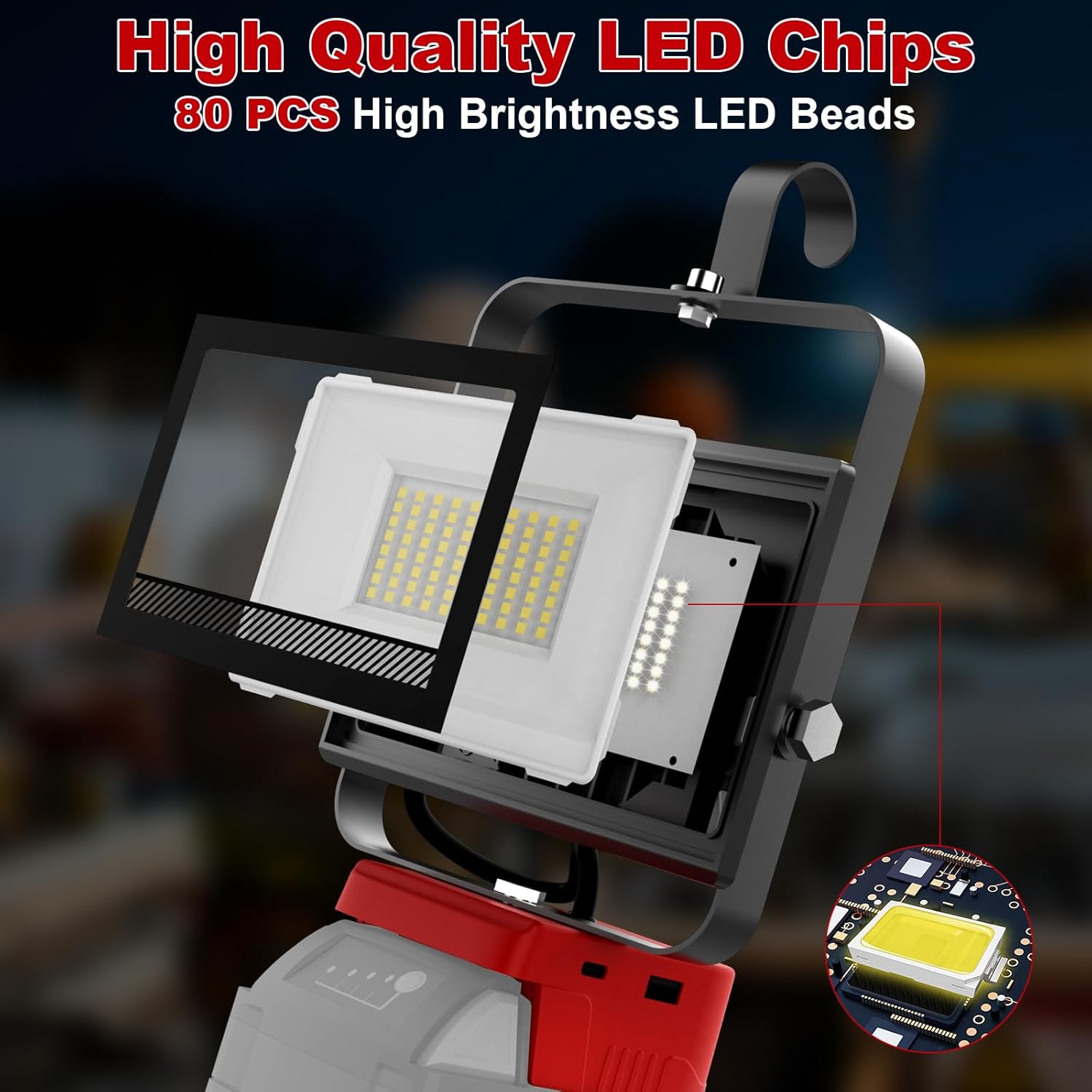 LED Work Light Compatible with Milwaukee 18V Battery, 60W Work Light with USB & Type-C Charging Port & Low Voltage Protection, 140° Adjustable Portable Flood Light Tool Gifts for Men (2 Pack)