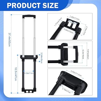 Suitcase Telescopic Handle, 20 Daily Usage Compact Portable Replacement Spare Parts for Luggage/Trunk, Suitcase Pull Drag Rod Luggage Handle for 20/24/28 inch Suitcases, Style A