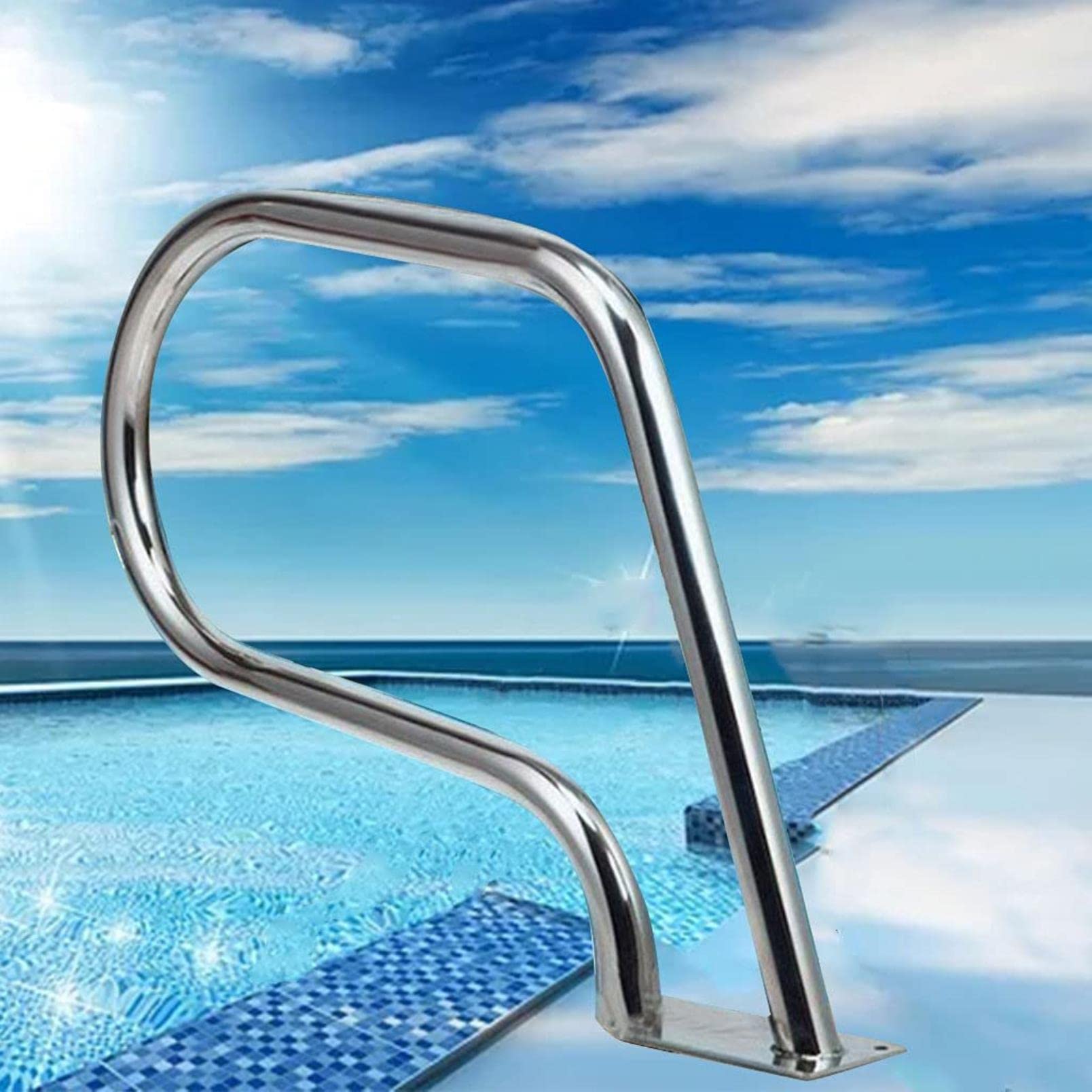 Main courante de piscine pour éviter les glissades sur escalier de spa en inox