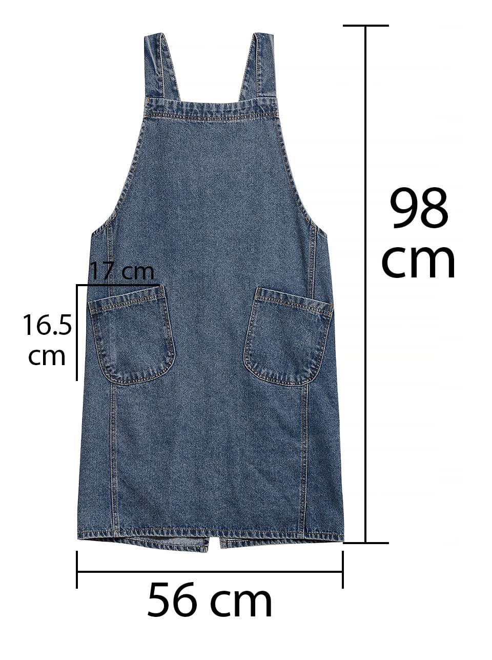Delantal de mezclilla de algodón suave, delantal unisex ajustable con 5 bolsillos, perfecto para cocinas