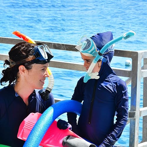 Miniatura 8 de Equipo de esnórquel para niños, esnórquel seco HH HHAO Sport Kids Snorkel Set Junior Anti niebla vista panorámica de 180, gafas de natación con