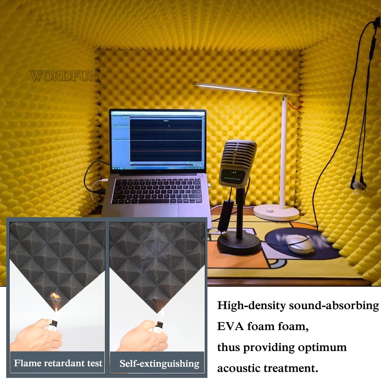 Przenośna obudowa do nagrywania płyt stacjonarnych, 80 x 80 x 80 cm Sound Booth, osłona absorpcji wokalnej, tarcza izolacyjna do studia domowego, nagrywanie muzyczne, podcasty, leczenie akustyczne