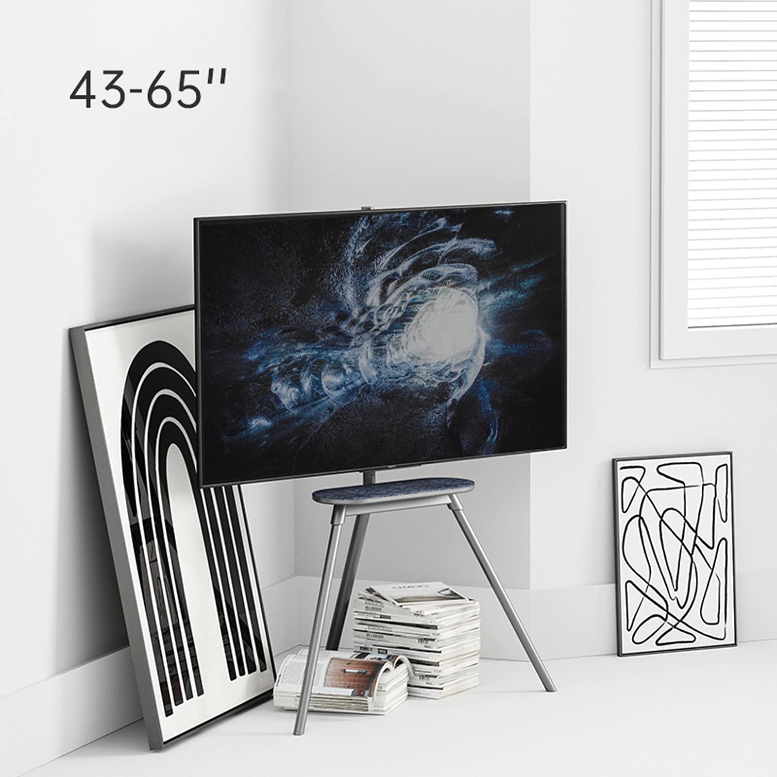 43"-65" Soporte Universal TV Stand GRANTE TV Stop Stand Frente Stop Stand Stop Mount con la Cuerda de Seguridad Oculta y la administración de Alambre Tiene Capacidad para 88 Libras