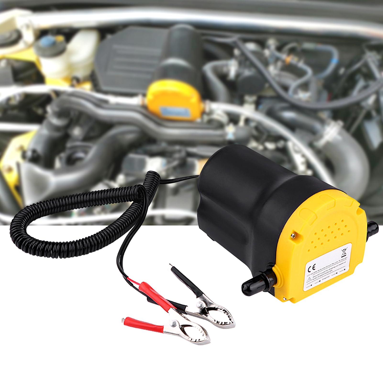 Ejoyous 12V DC Pompe d'extraction, 60W 250L/H Portable Pompe à Vidange D'huile avec Tubes, Pompe d'extraction d'huile pour Auto Voiture, Noir + Jaune