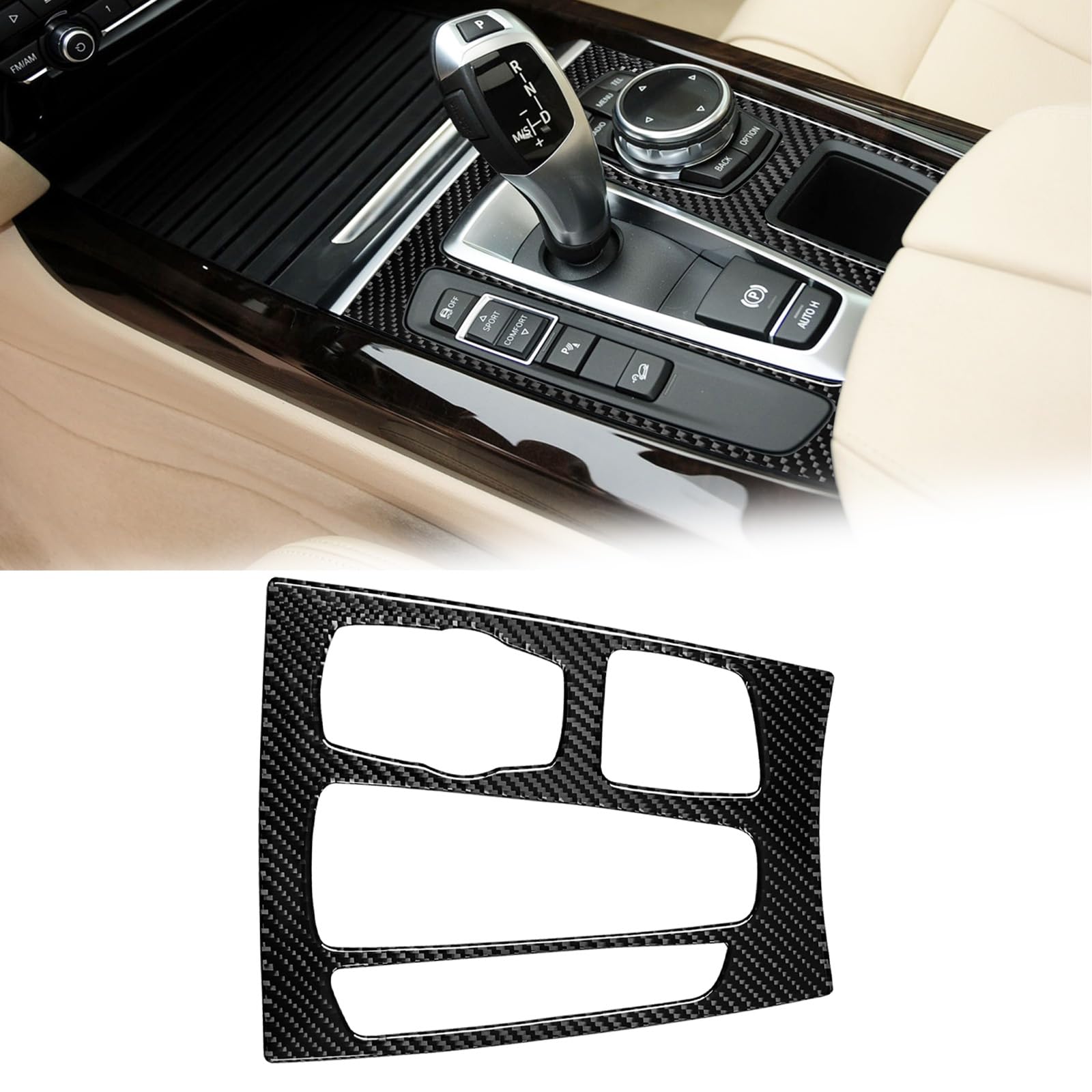 BLAKAYA Compatible with Carbon Fiber Carbon Fiber Center Console Gears Shift Frame Trim Cover Decoration Sticker for BMW X5 F15 X6 F16 2014 2015 2016