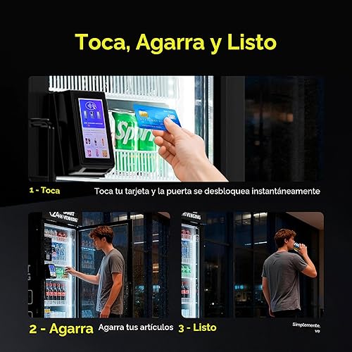 Miniatura 5 de Máquina expendedora, máquina expendedora refrigerada inteligente con lector de tarjeta táctil US360 (Negro, Mini)