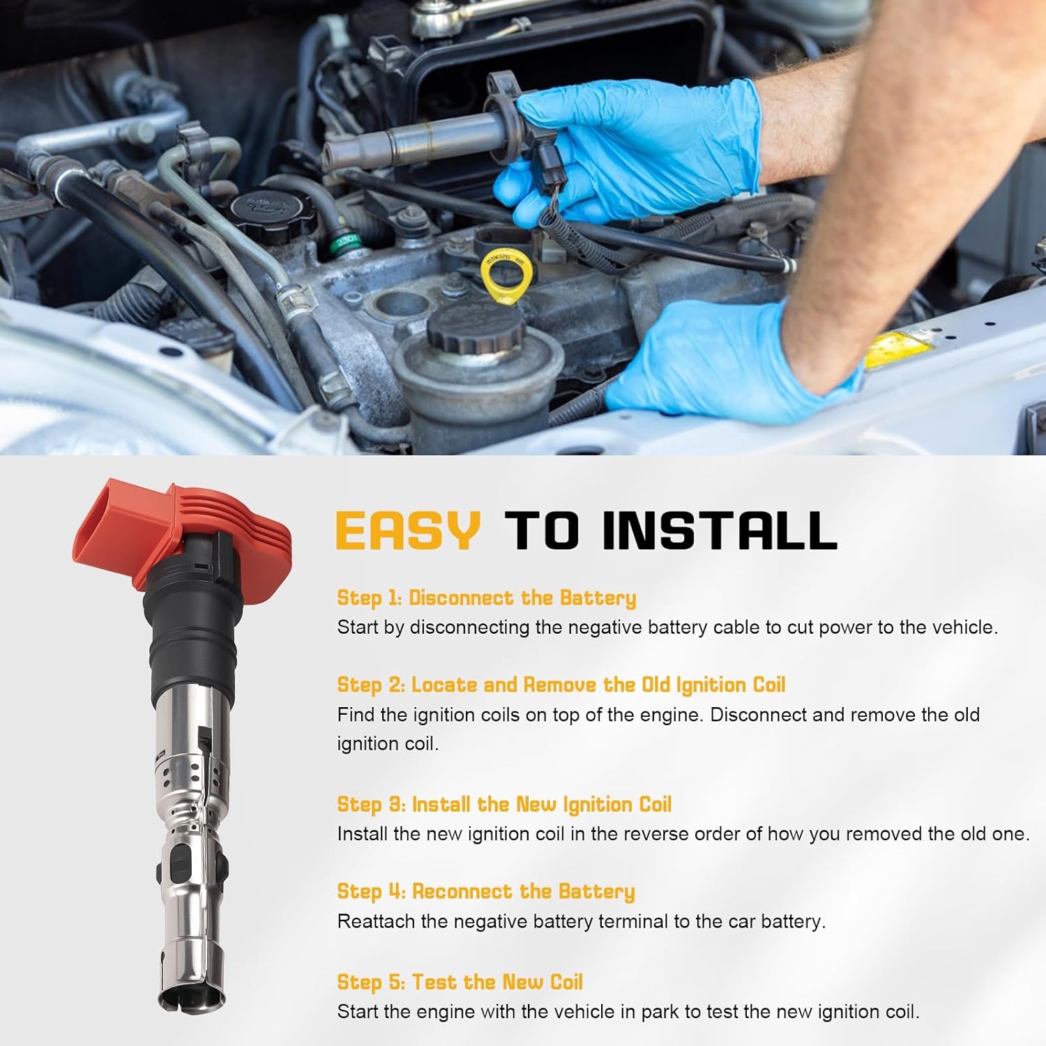 8Pcs Ignition Coil Pack Replacement for Touareg A8 Quattro A6 Quattro Allroad Quattro S4 V8 4.2L C1447 UF-418 UF418