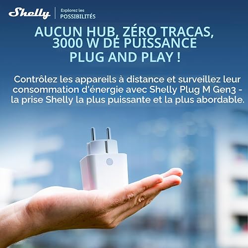 Shelly Plug M Gen3 Blanc – Prise connectée Matter et Wi-Fi, 13A (3000W) Type F, avec Mesure de consommation électrique, Compatible avec Alexa, Google, Home, Apple Homekit - Lot de 4 - 2