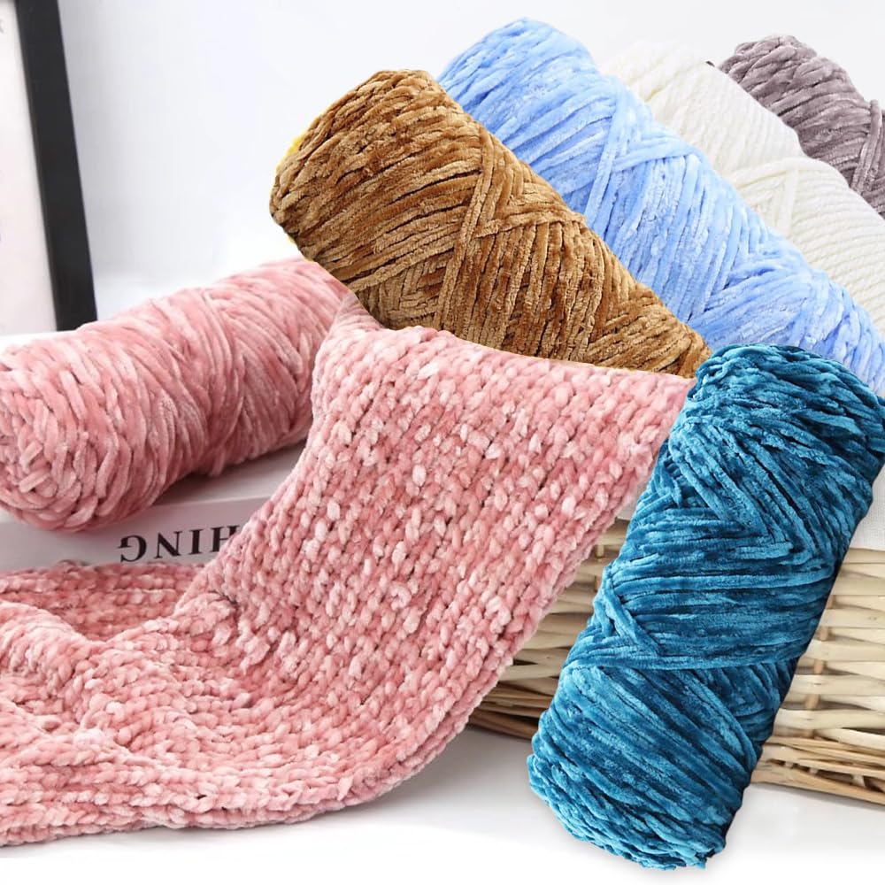 Aeelike 200 g di lana e ciniglia, calda nera, per uncinetto, morbida coperta per lavorare a maglia per bambini