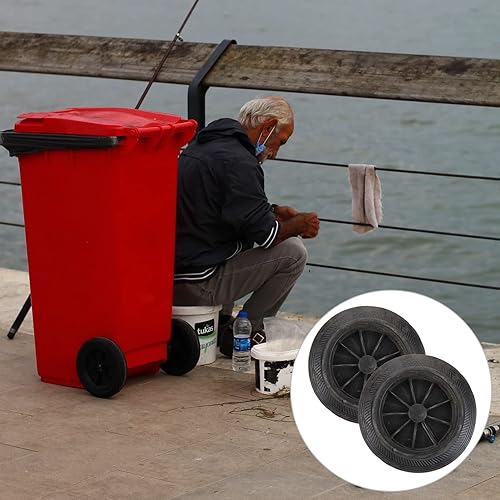 Miniatura 7 de Angoily Piezas de repuesto de rueda de basura, accesorios de cubo de basura, plástico negro (tipo específico) 7.3 in (diámetro) 3,53 libras