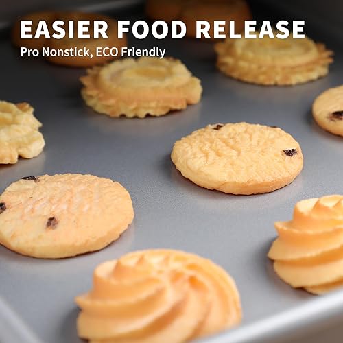 Miniatura 6 de PACK DE 2 fuentes para horno tostador de Shinsin, bandejas antiadherentes de 9X11, juego de bandejas para galletas 57% más gruesas, aptas para