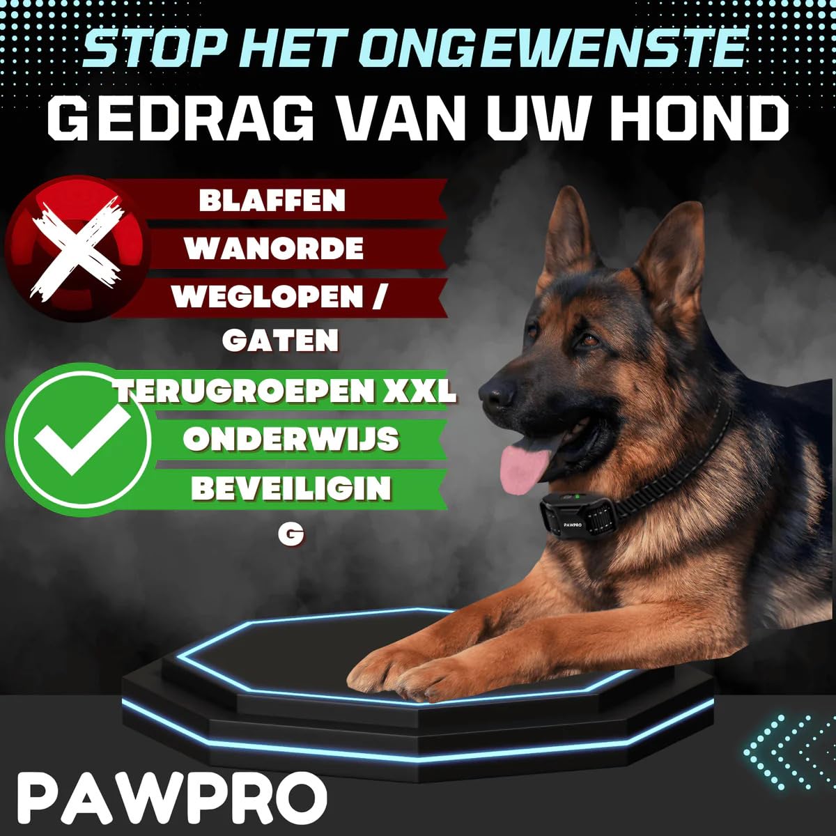 Wet 2024 PAWPRO Trainingshalsband Voor Honden – 3000m Bereik, Géén Stroom, 3 Veilige Modi, Voldoet Aan Nieuwe Wet 2024 Veilige Hondentraining