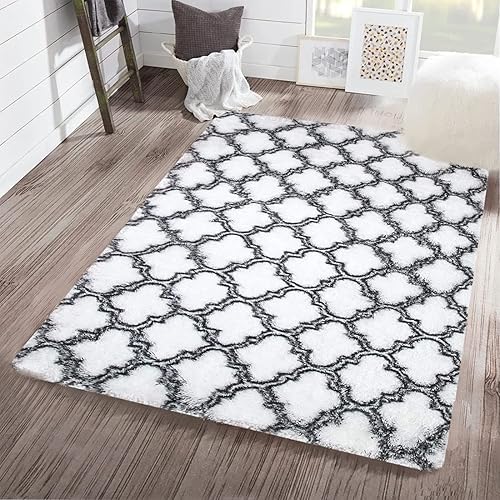 Alfombra de área súper suave, moderna para sala de estar, alfombra mullida para dormitorio, habitación de los niños, guardería y decoración del