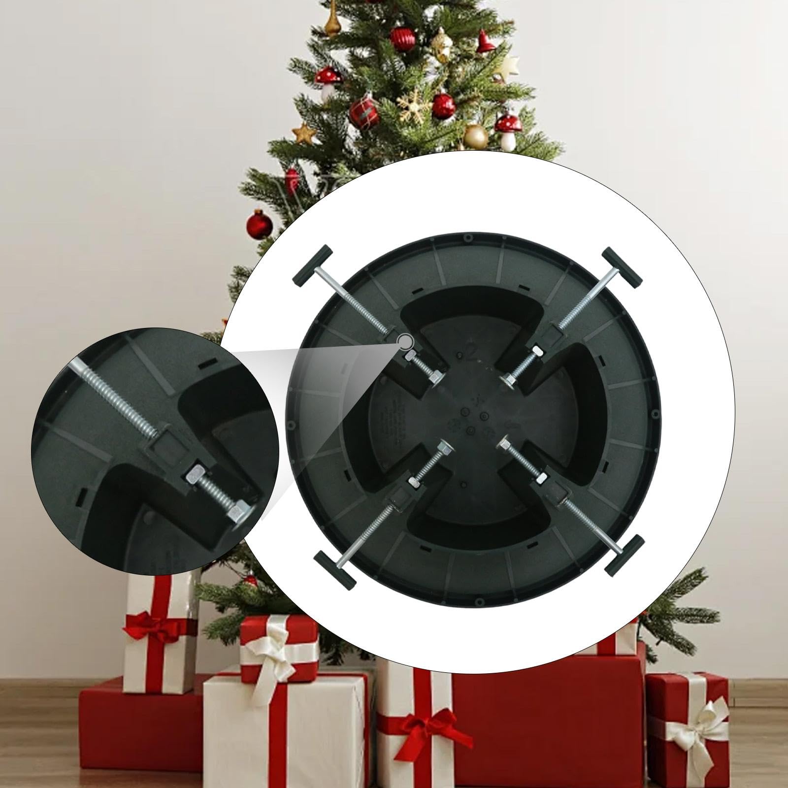 TISHITA Support de Sapin de Noël Support Arbre de Noël Socle Robuste Pied Stable Réservoir d'eau Matériau PP Adapté Aux Familles Décoration Saisonnière, L