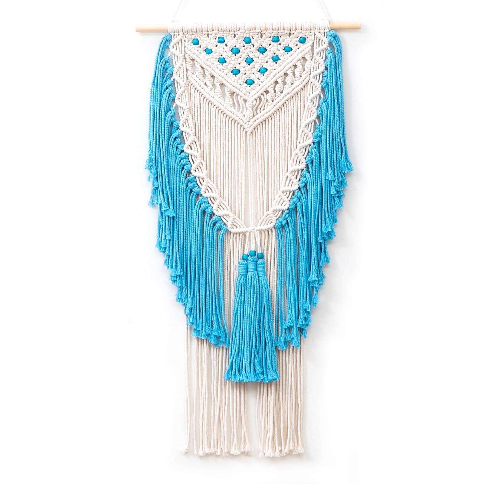 wind chime Blue Bohemian Handmade Macrame Wall Hanging With Tassel Applies To Living Rooms Gallery Bedroom Garden Décor