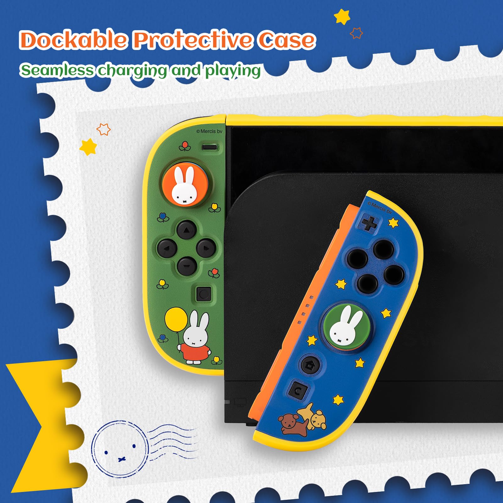 Kuitmor Protective Case Compatible with NS2, Detachable Hollow Shell Anti-Scratche and Shock-Absorption Dockable Hard Shell for Switch 2 Game Console - Vibrant Bunny - 3