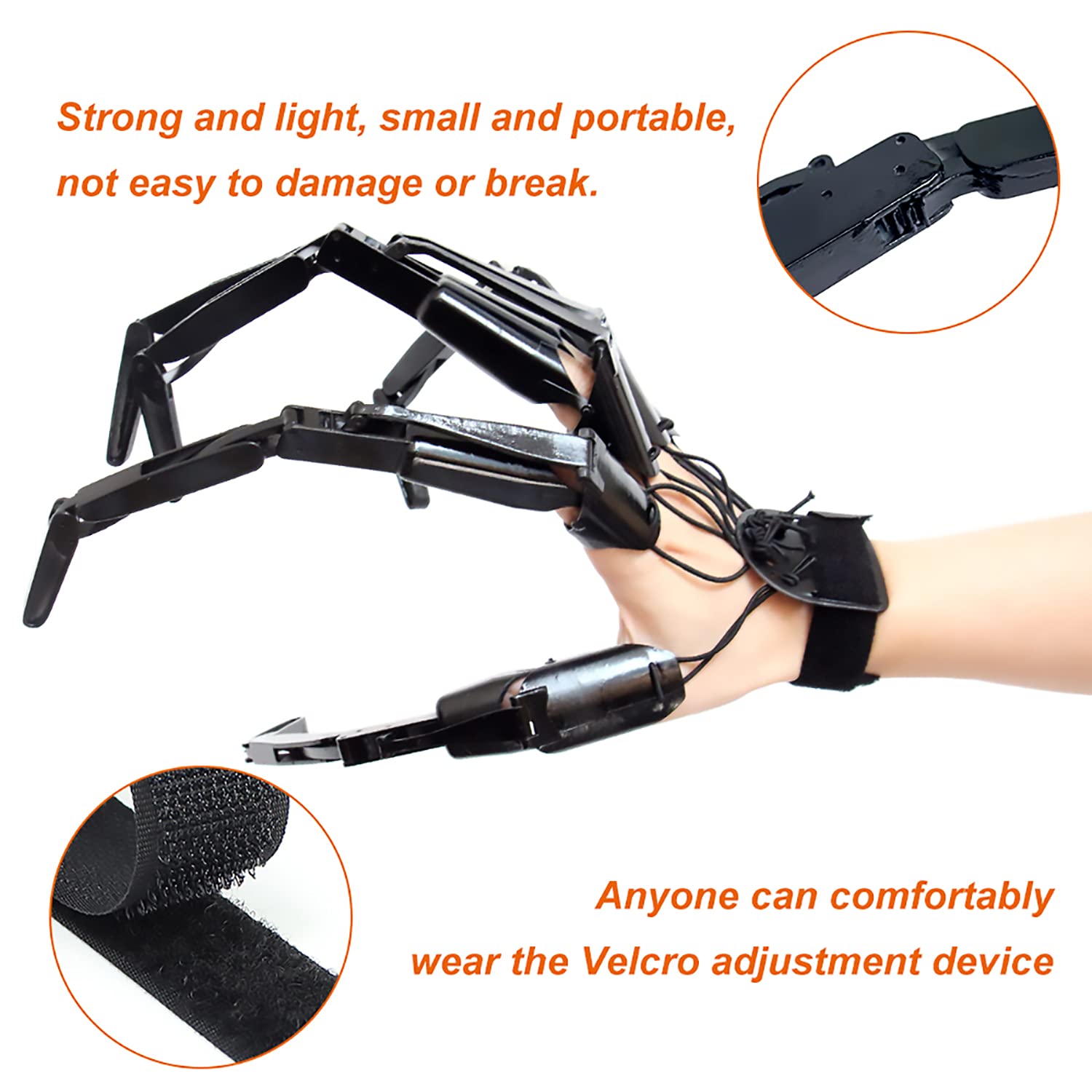 LONGLU Halloween Wearable Articulated Finger Extensions Skull Bone Fingers Prop Claw Gloves, Ein Paar Devil Claws Cosplay Handschuhe Fit for All Finger Flexible Spider Hand Claws (Schwarz)