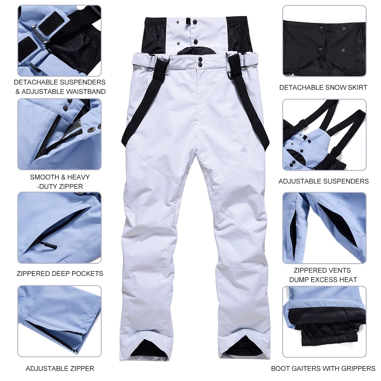 HOUZONIY Conjunto de traje de esquí para hombre, traje de nieve, cálido, resistente al viento, 2 piezas