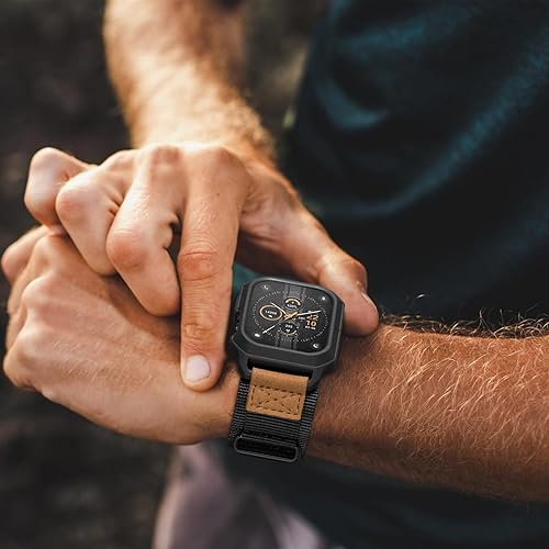 Miniatura 8 de Paquete de la resistente correa de nailon con velcro para Apple Watch (grisnegro)