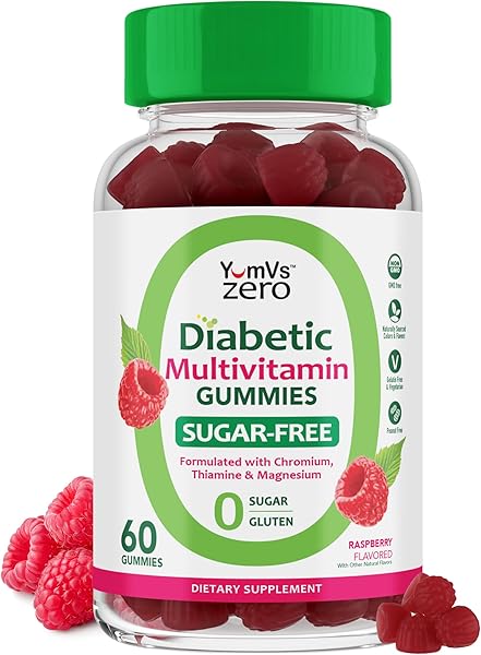 YUM-V'S Multivitamin for Women & Men – Sugar Free Multivitamin Gummies – Zero Sugar Gummy with Chromium, Thiamine & Magnesium – Keto-Friendly Daily Vitamin Gummy – Natural Raspberry Flavor – 60 Count