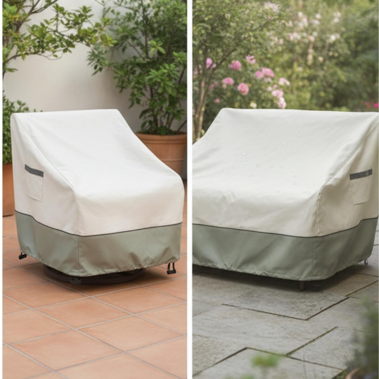 Copertura Copri Poltrona Impermeabile Coprisedia Resistente Ai Raggi Coprisedie da Esterno per Giardino, Balcone, 33" Larghezza X 35" Profondità X 38.5" Altezza, Nero