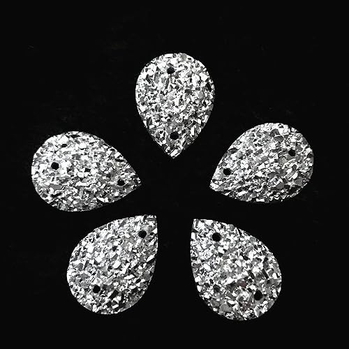 Miniatura 3 de Diamantes de imitación plateados brillantes en forma de gota para coser para ropa, zapatos, accesorios, gemas de estrellas, 100 unidades (0.394 x