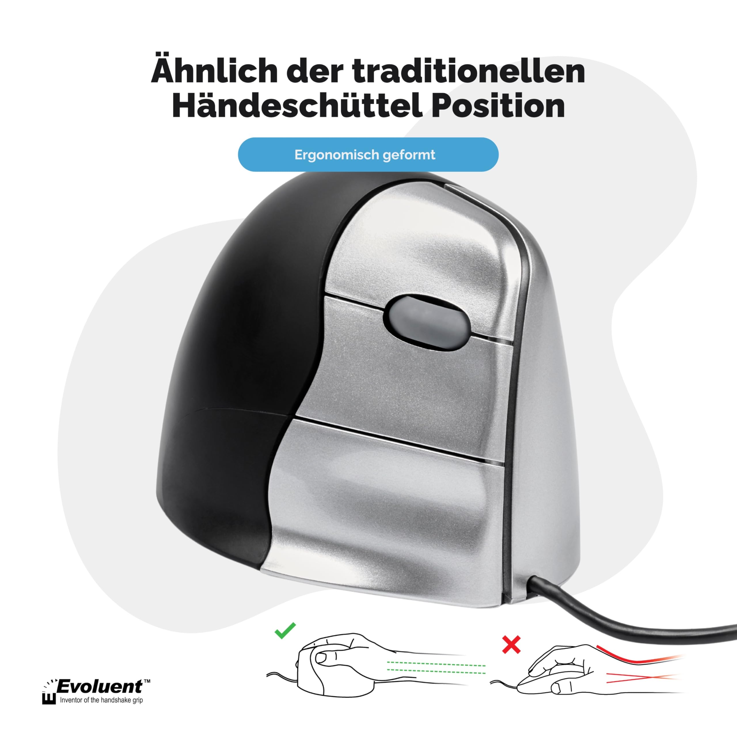 Evoluent VM3R VerticalMouse 3 Maus USB für Rechtshänder