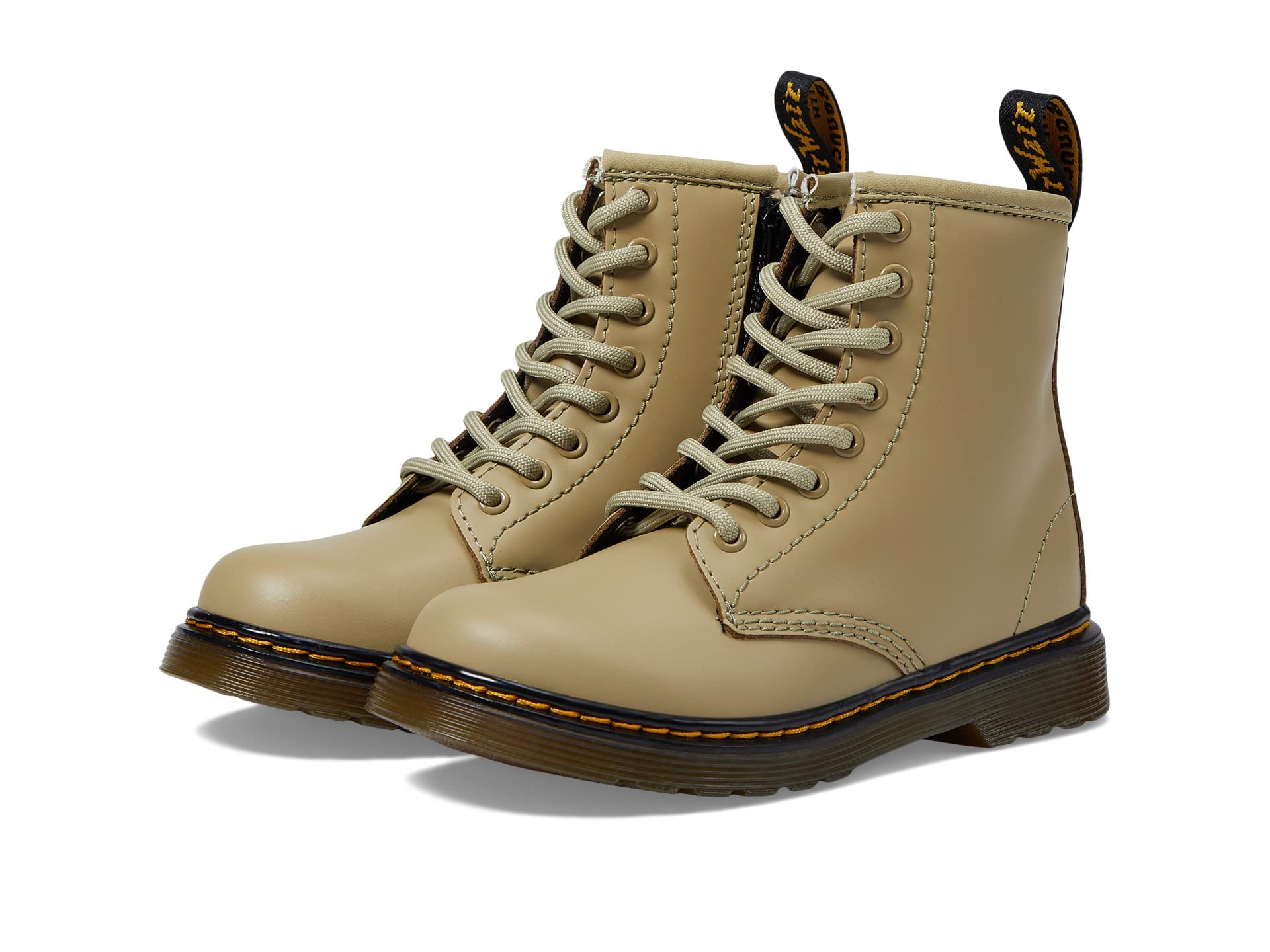 Dr. Martens Kid's Collection 1460 Lace Up Fashion Boot (Little Kid/Big Kid) - Boots for Kids - Rubber Outsole Pale Olive 12 UK (US 13 Little Kid) M