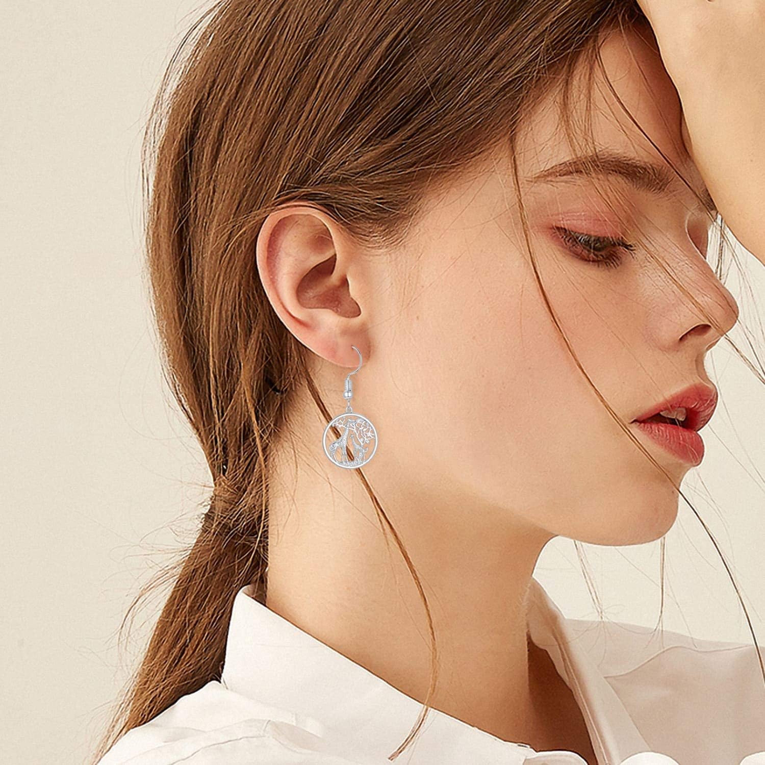 Giraffe Drop Earrings S925 Sterling Silver Animal Dangle Earrings Tree of Life Giraffe Jewelry Gifts for Women Mom Mother's Day Birthday - Image 4