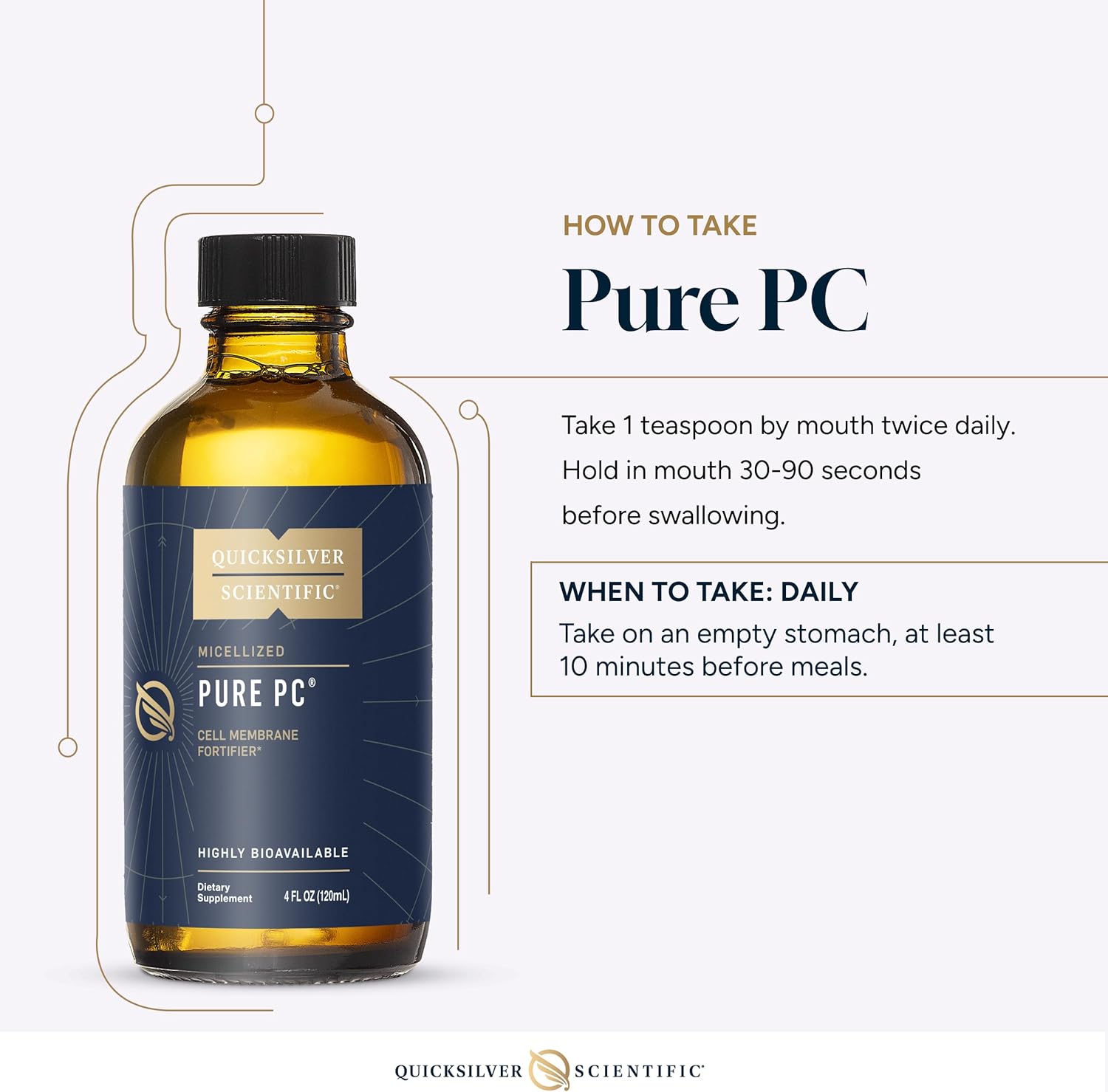 Quicksilver Scientific Micellized Pure PC - Phosphatidylcholine Liquid Supplement to Support Cellular & Liver Health - Superior Liposomal Absorption - Non-GMO Supportive Brain Supplement (4oz /120ml)