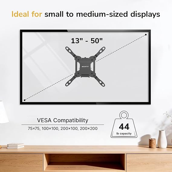 Mount-It チルトテレビウォールマウント ロープロファイル 13~50インチのテレビに対応 スチール製