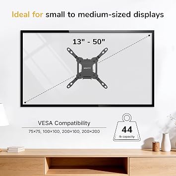 Mount-It チルトテレビウォールマウント ロープロファイル 13~50インチのテレビに対応 スチール製