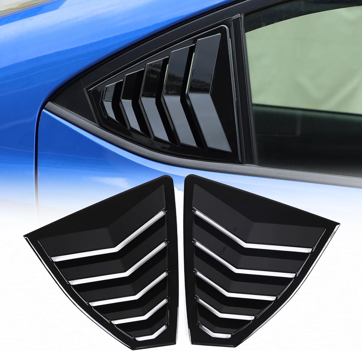 CHEAYAR Rear Side Window Louver Cover Compatible with Subaru WRX 2022-2025, Car Side Window Shutters Air Vent Shades Cover Trim, Rear Quarter Window Cover Trim Pair Accessories (Glossy Black)